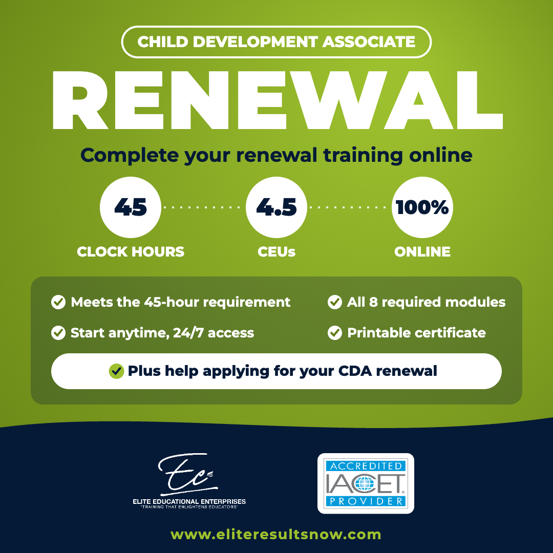 CDA Renewal Course: 45 clock hours, 4.5 CEUs, 100% online