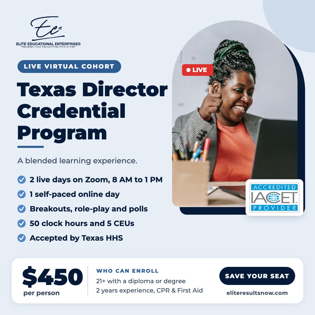 Texas Director Credential Program live virtual flyer