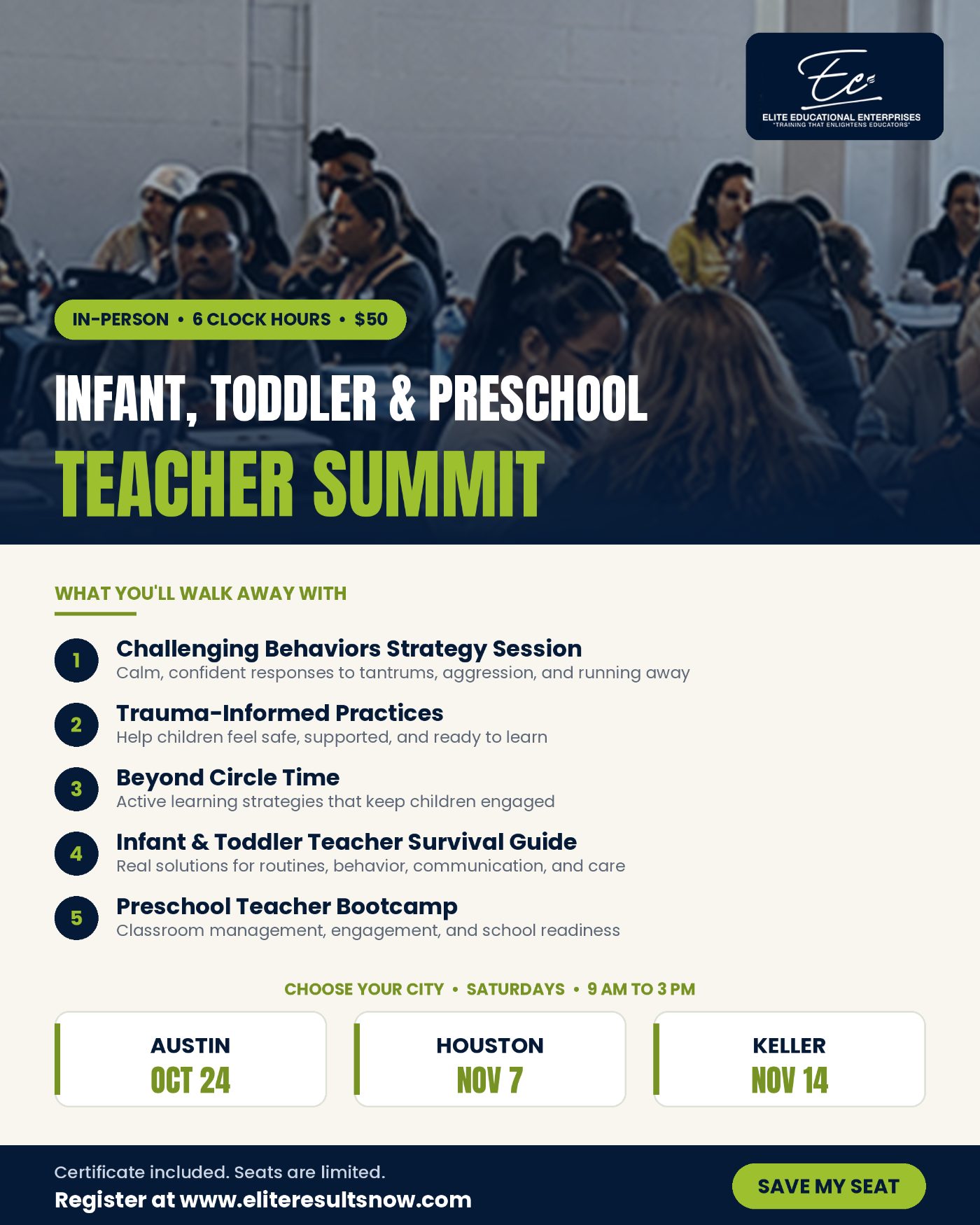 Infant, Toddler and Preschool Teacher Summit flyer